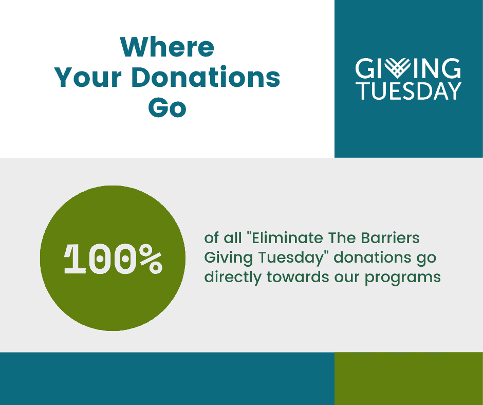 100% of donations from Giving Tuesday go to our programs