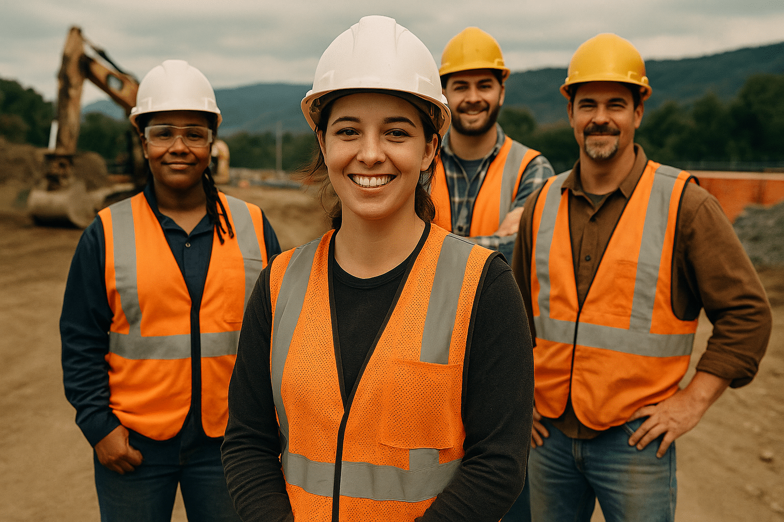 Apprentices standing together on a West Virginia jobsite, representing teamwork and skilled training